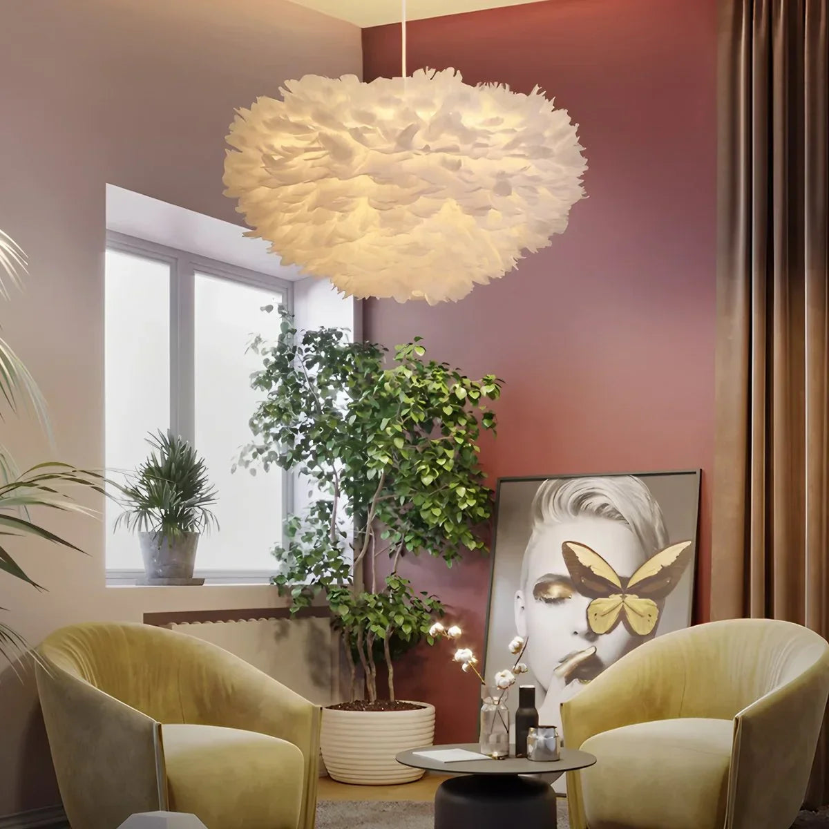 Zelora Feather Design Pendant Light